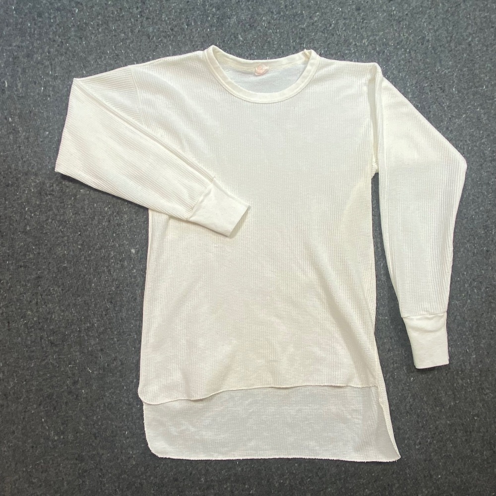 Spalding Thermal Long Sleeve Shirt S Mens White Grunge Skater Waffle Knit